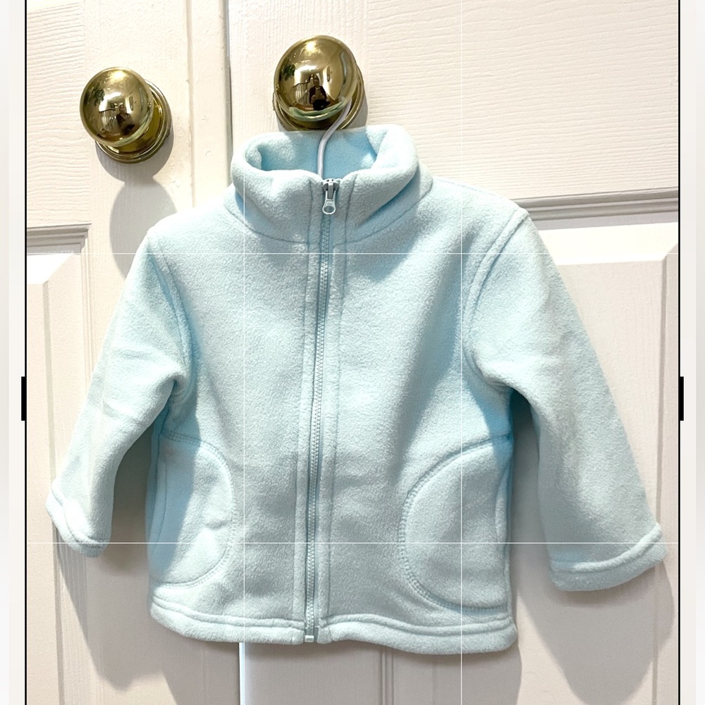 Unisex Kids Light Blue Zip up Fleece Jacket with Pockets Size 12 Months